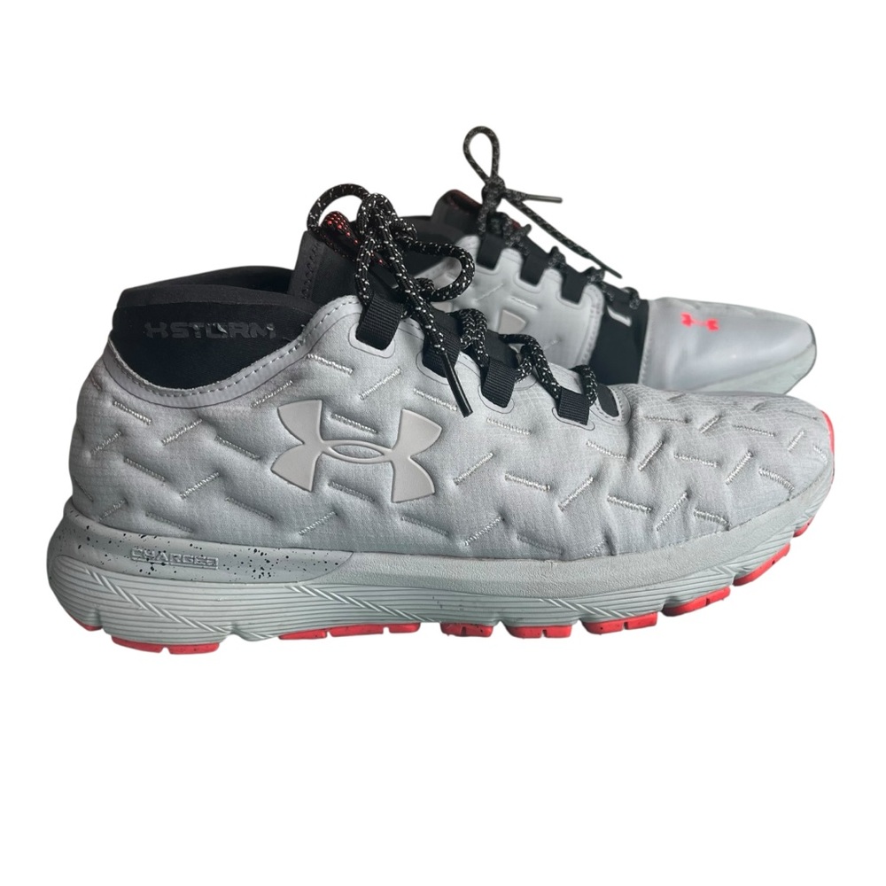 Under Armour Women’s 9.5 Charged Running Shoes Gray Black Neon - Picture 4 of 9